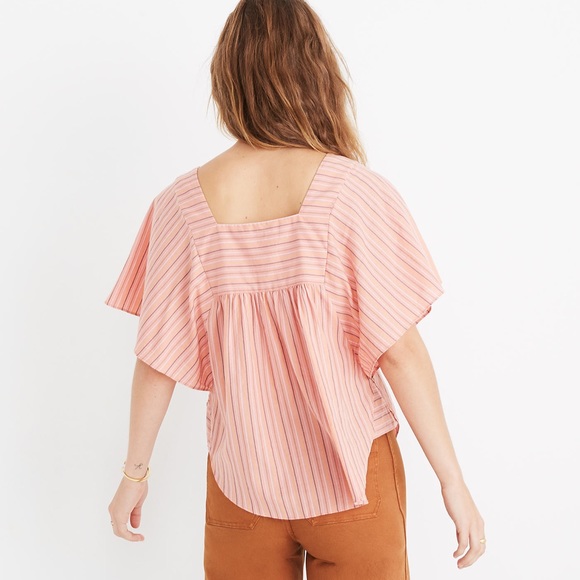 MADEWELL Butterfly Cotton Striped Lightweight Top in Slope Stripe, size XXS - Picture 14 of 14